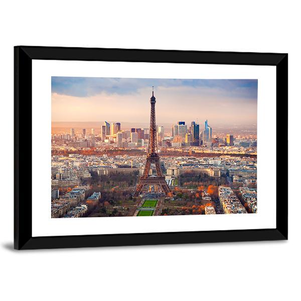 View Of Paris And Eiffel Tower At Sunset France Canvas Wall Art-3 Horizontal-Gallery Wrap-25&quot; x 16&quot;-Tiaracle