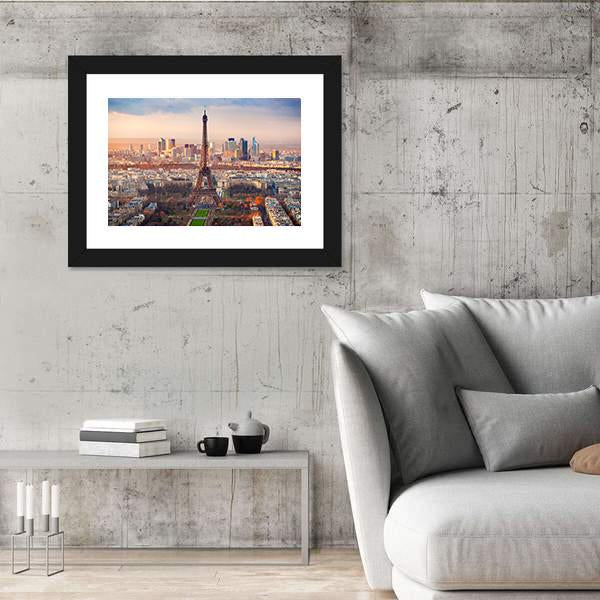 View Of Paris And Eiffel Tower At Sunset France Canvas Wall Art-3 Horizontal-Gallery Wrap-25&quot; x 16&quot;-Tiaracle
