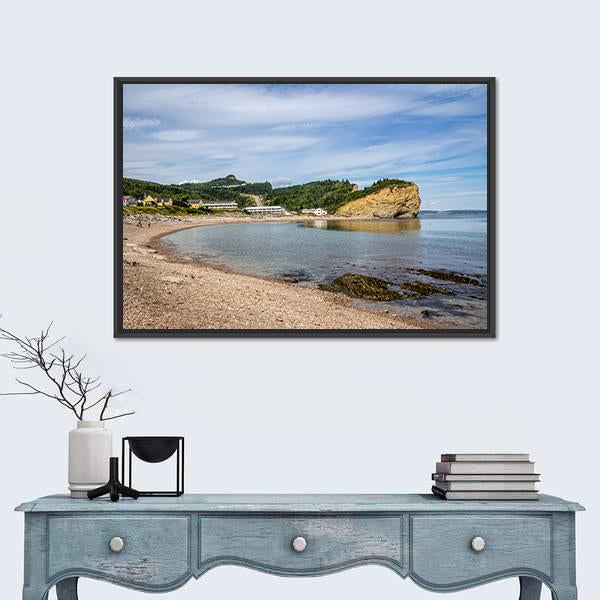 View Of Perce Village In Quebec Canada Canvas Wall Art-1 Piece-Floating Frame-24" x 16"-Tiaracle