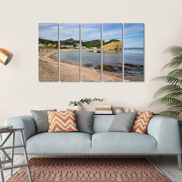View Of Perce Village In Quebec Canada Canvas Wall Art-5 Horizontal-Gallery Wrap-22" x 12"-Tiaracle