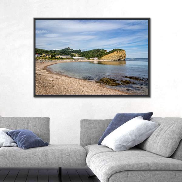 View Of Perce Village In Quebec Canada Canvas Wall Art-3 Horizontal-Gallery Wrap-25" x 16"-Tiaracle