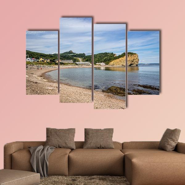 View Of Perce Village In Quebec Canada Canvas Wall Art-4 Pop-Gallery Wrap-50" x 32"-Tiaracle