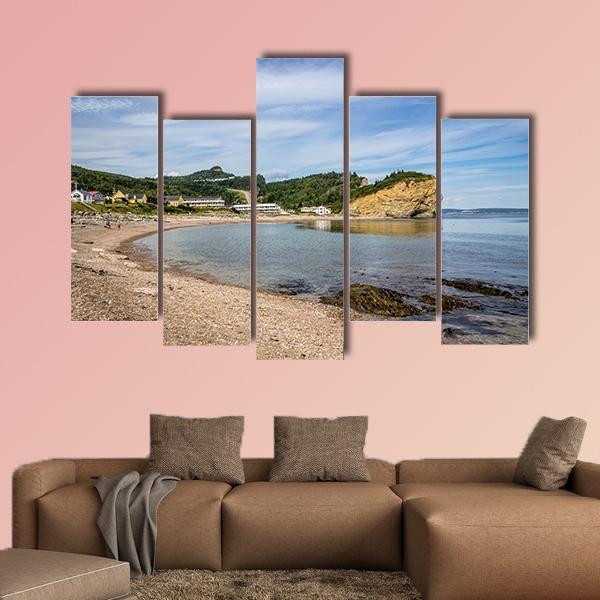 View Of Perce Village In Quebec Canada Canvas Wall Art-5 Pop-Gallery Wrap-47" x 32"-Tiaracle