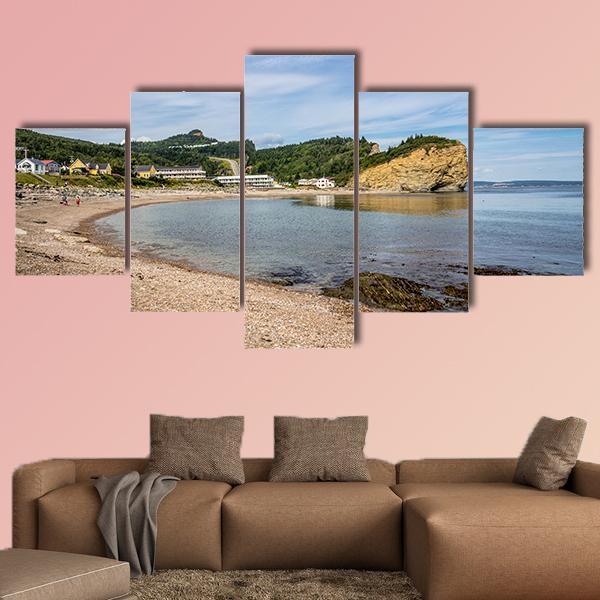 View Of Perce Village In Quebec Canada Canvas Wall Art-5 Star-Gallery Wrap-62" x 32"-Tiaracle