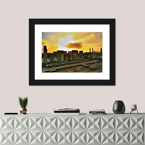 View Of Persepolis At Sunset In Iran Canvas Wall Art-1 Piece-Framed Print-20" x 16"-Tiaracle