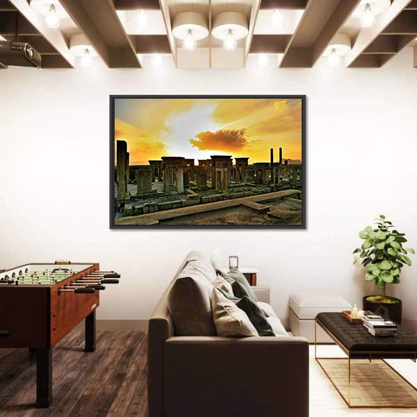 View Of Persepolis At Sunset In Iran Canvas Wall Art-3 Horizontal-Gallery Wrap-25" x 16"-Tiaracle