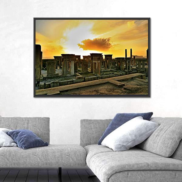 View Of Persepolis At Sunset In Iran Canvas Wall Art-5 Horizontal-Gallery Wrap-22" x 12"-Tiaracle