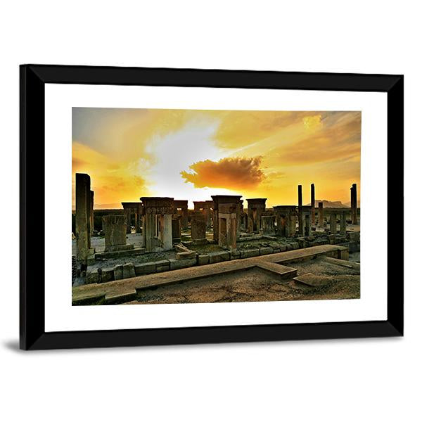 View Of Persepolis At Sunset In Iran Canvas Wall Art-5 Horizontal-Gallery Wrap-22" x 12"-Tiaracle