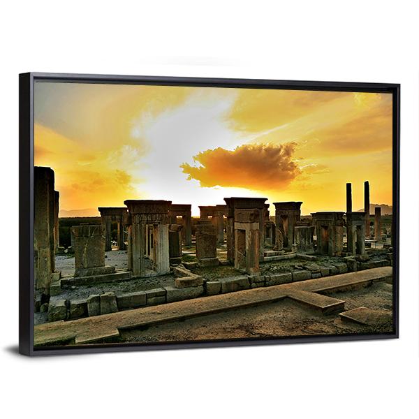 View Of Persepolis At Sunset In Iran Canvas Wall Art-5 Horizontal-Gallery Wrap-22" x 12"-Tiaracle