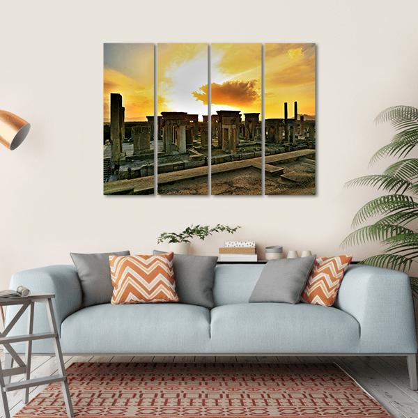 View Of Persepolis At Sunset In Iran Canvas Wall Art-4 Horizontal-Gallery Wrap-34" x 24"-Tiaracle