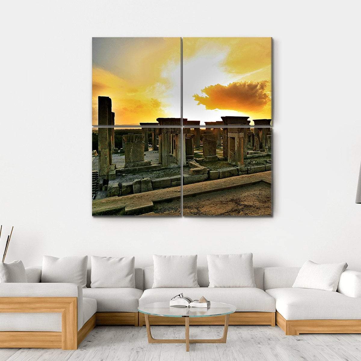 View Of Persepolis At Sunset In Iran Canvas Wall Art-4 Square-Gallery Wrap-17" x 17"-Tiaracle
