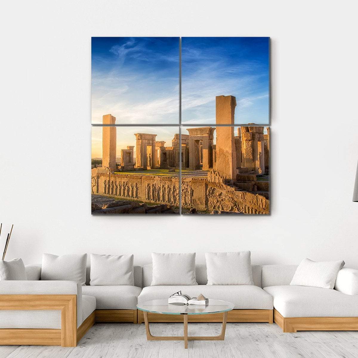 View Of Persepolis The Capital Of Achaemenid Empire Canvas Wall Art-4 Square-Gallery Wrap-17" x 17"-Tiaracle