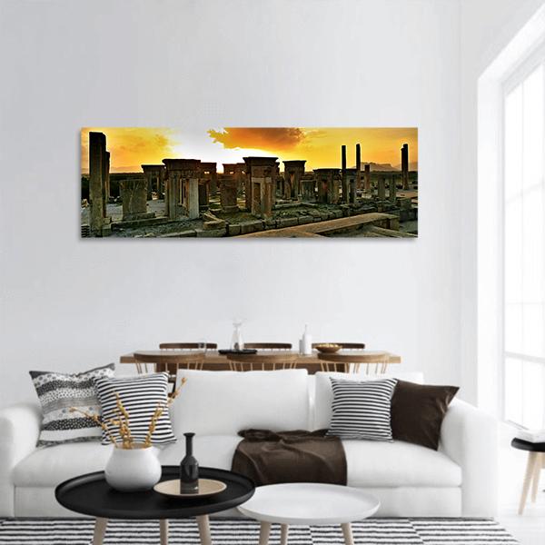 View Of Persepolis At Sunset In Iran Panoramic Canvas Wall Art-1 Piece-36" x 12"-Tiaracle