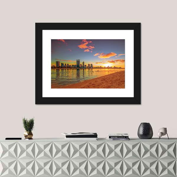 View Of Perth Skyline From Swan River Canvas Wall Art-1 Piece-Framed Print-20" x 16"-Tiaracle