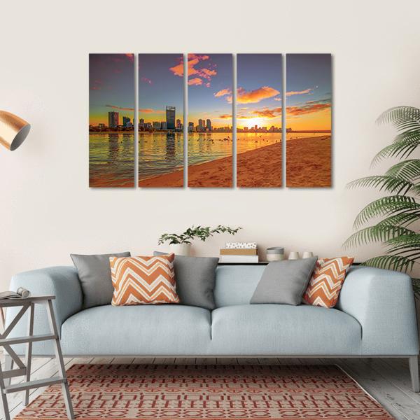 View Of Perth Skyline From Swan River Canvas Wall Art-5 Horizontal-Gallery Wrap-22" x 12"-Tiaracle