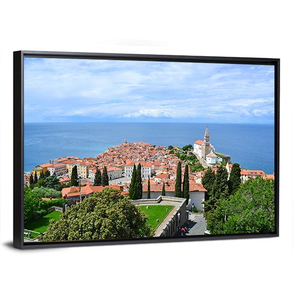 View Of Piran Town In Slovenia Canvas Wall Art-3 Horizontal-Gallery Wrap-25" x 16"-Tiaracle