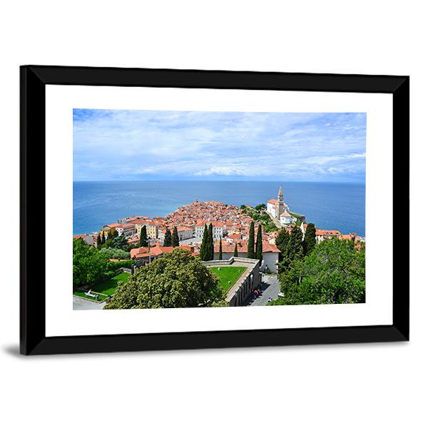 View Of Piran Town In Slovenia Canvas Wall Art-3 Horizontal-Gallery Wrap-25" x 16"-Tiaracle