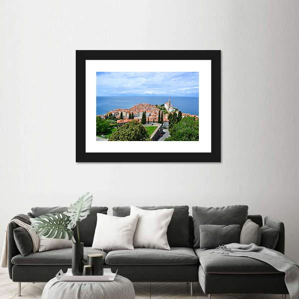 View Of Piran Town In Slovenia Canvas Wall Art-3 Horizontal-Gallery Wrap-25" x 16"-Tiaracle