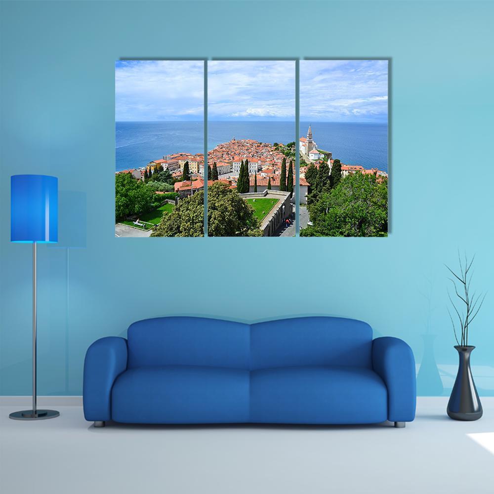 View Of Piran Town In Slovenia Canvas Wall Art-3 Horizontal-Gallery Wrap-37" x 24"-Tiaracle