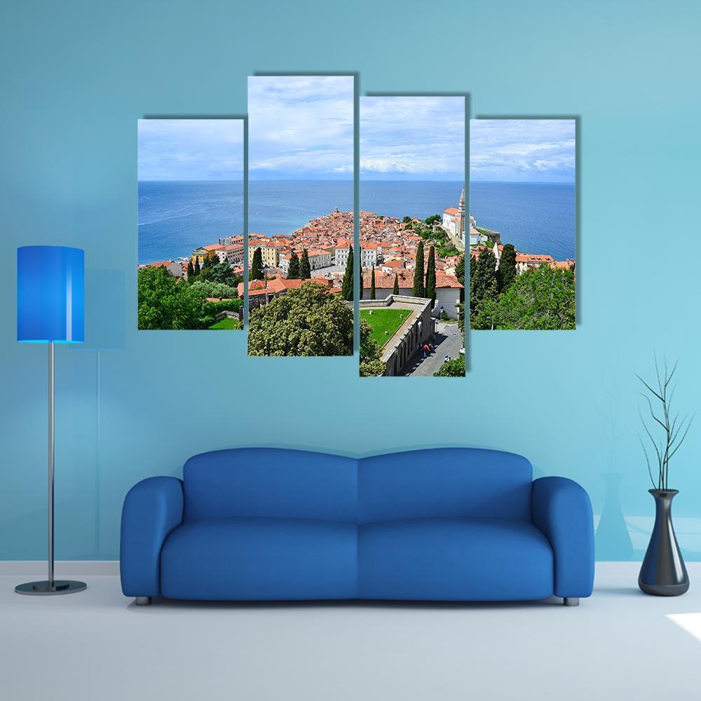 View Of Piran Town In Slovenia Canvas Wall Art-4 Pop-Gallery Wrap-50" x 32"-Tiaracle