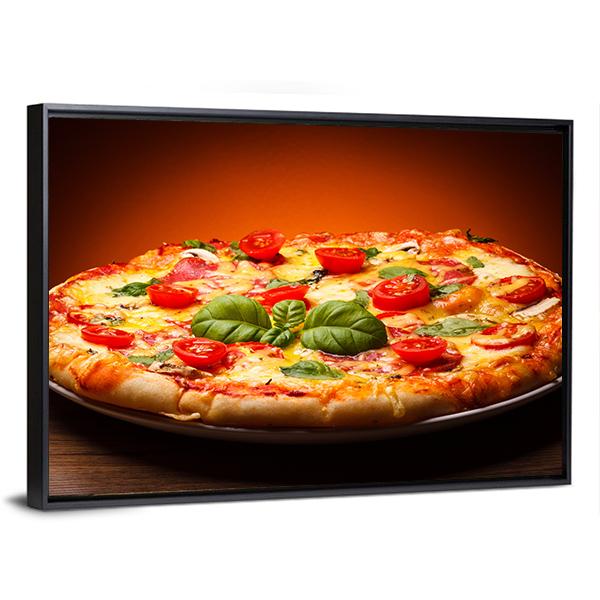 View Of Pizza Canvas Wall Art-3 Horizontal-Gallery Wrap-25" x 16"-Tiaracle