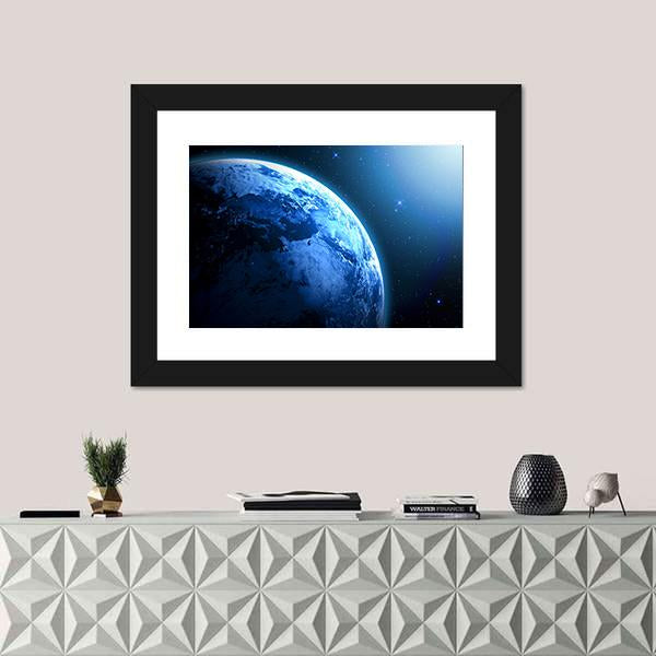 View Of Planet From Space Canvas Wall Art-1 Piece-Framed Print-20" x 16"-Tiaracle