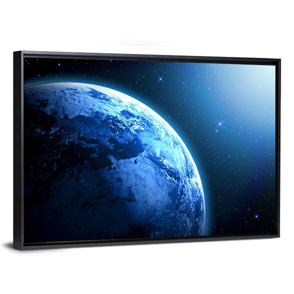 View Of Planet From Space Canvas Wall Art-3 Horizontal-Gallery Wrap-25" x 16"-Tiaracle