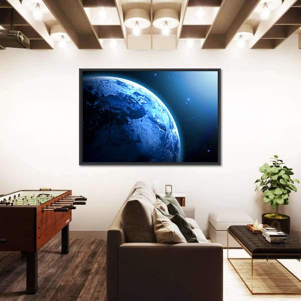 View Of Planet From Space Canvas Wall Art-3 Horizontal-Gallery Wrap-25" x 16"-Tiaracle