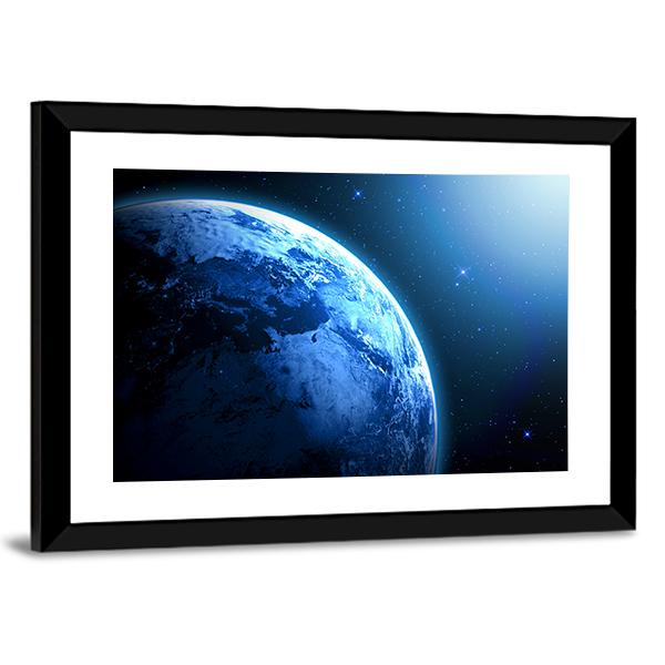 View Of Planet From Space Canvas Wall Art-3 Horizontal-Gallery Wrap-25" x 16"-Tiaracle