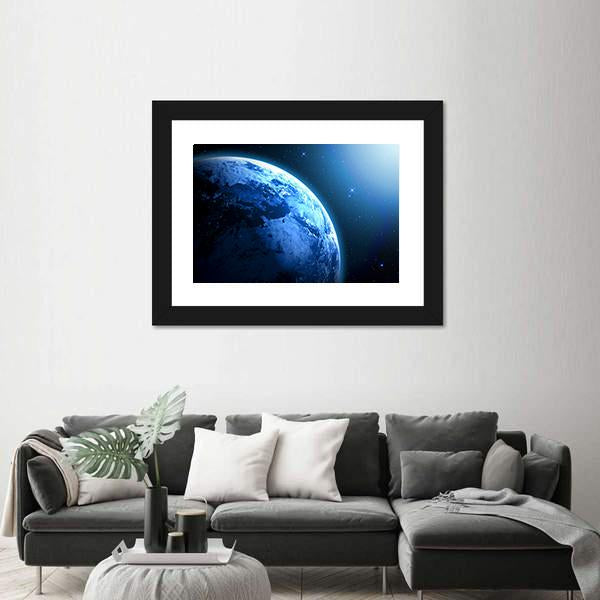 View Of Planet From Space Canvas Wall Art-3 Horizontal-Gallery Wrap-25" x 16"-Tiaracle