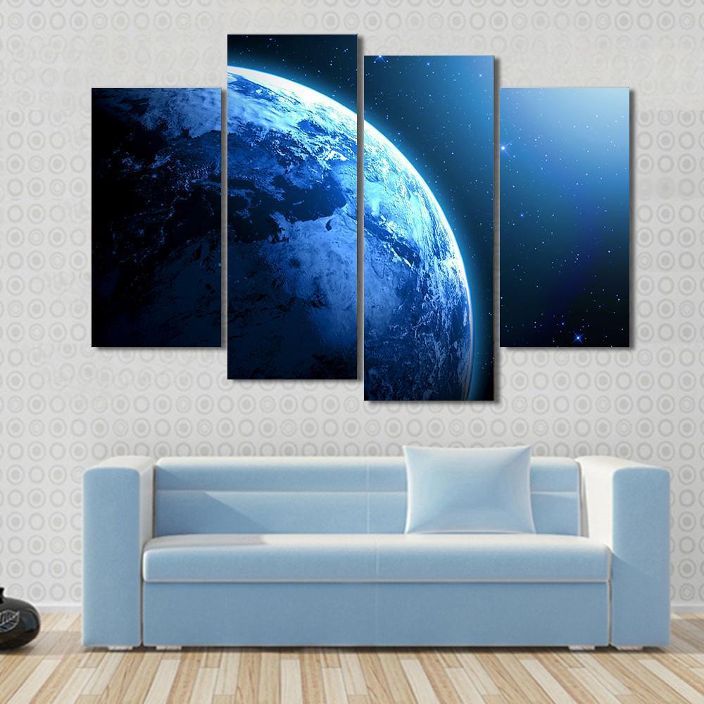 View Of Planet From Space Canvas Wall Art-4 Pop-Gallery Wrap-50" x 32"-Tiaracle