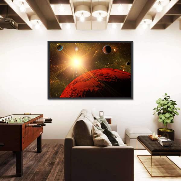 View Of Planet Moons And The Deep Space Canvas Wall Art-3 Horizontal-Gallery Wrap-25" x 16"-Tiaracle
