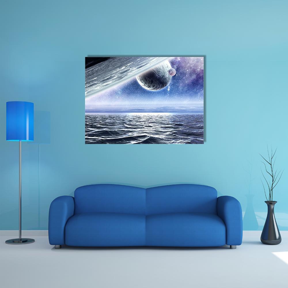 View Of Planet Canvas Wall Art-1 Piece-Gallery Wrap-48" x 32"-Tiaracle