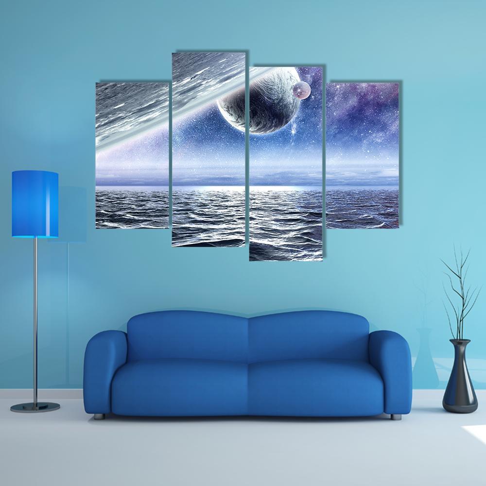 View Of Planet Canvas Wall Art-1 Piece-Gallery Wrap-48" x 32"-Tiaracle