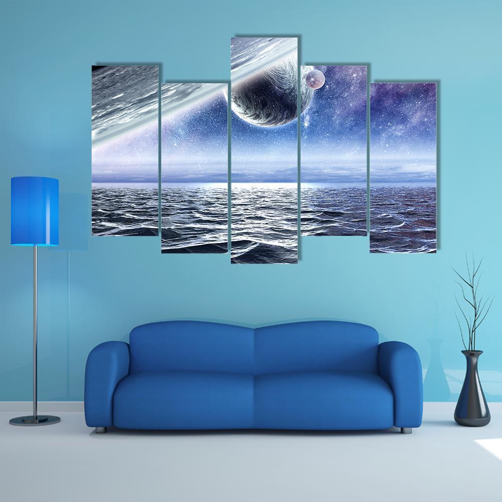 View Of Planet Canvas Wall Art-5 Pop-Gallery Wrap-47" x 32"-Tiaracle