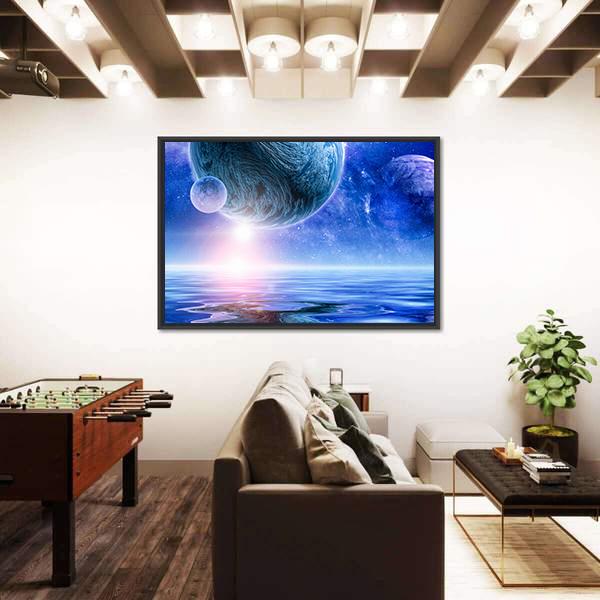 View Of Planets In Deep Space Canvas Wall Art-3 Horizontal-Gallery Wrap-25" x 16"-Tiaracle