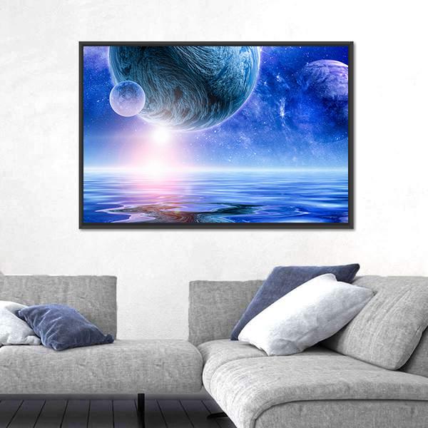 View Of Planets In Deep Space Canvas Wall Art-3 Horizontal-Gallery Wrap-25" x 16"-Tiaracle