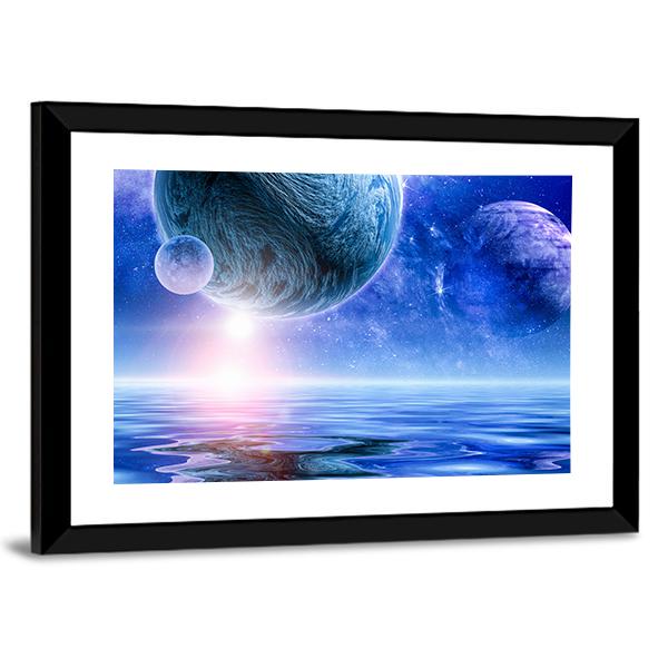 View Of Planets In Deep Space Canvas Wall Art-3 Horizontal-Gallery Wrap-25" x 16"-Tiaracle