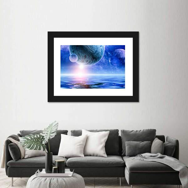 View Of Planets In Deep Space Canvas Wall Art-3 Horizontal-Gallery Wrap-25" x 16"-Tiaracle