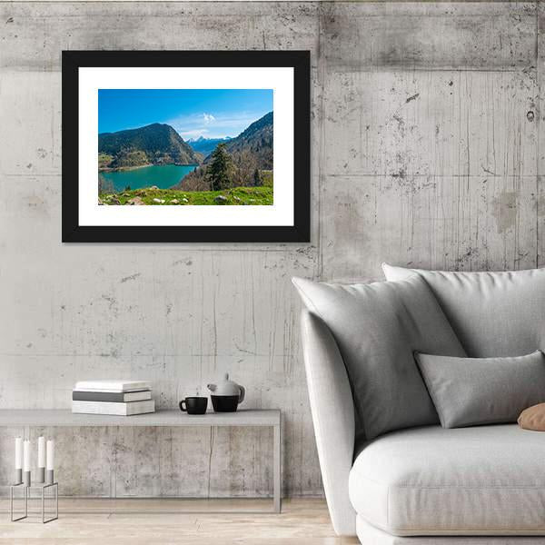 View Of Plastiras Lake In Greece Canvas Wall Art-5 Horizontal-Gallery Wrap-22" x 12"-Tiaracle