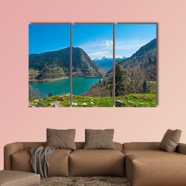 View Of Plastiras Lake In Greece Canvas Wall Art-3 Horizontal-Gallery Wrap-37" x 24"-Tiaracle