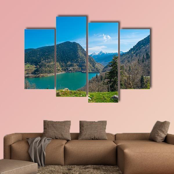 View Of Plastiras Lake In Greece Canvas Wall Art-4 Pop-Gallery Wrap-50" x 32"-Tiaracle