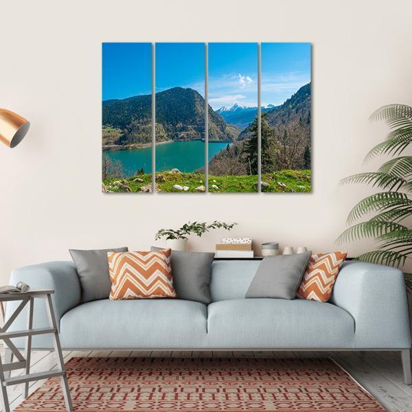 View Of Plastiras Lake In Greece Canvas Wall Art-4 Horizontal-Gallery Wrap-34" x 24"-Tiaracle