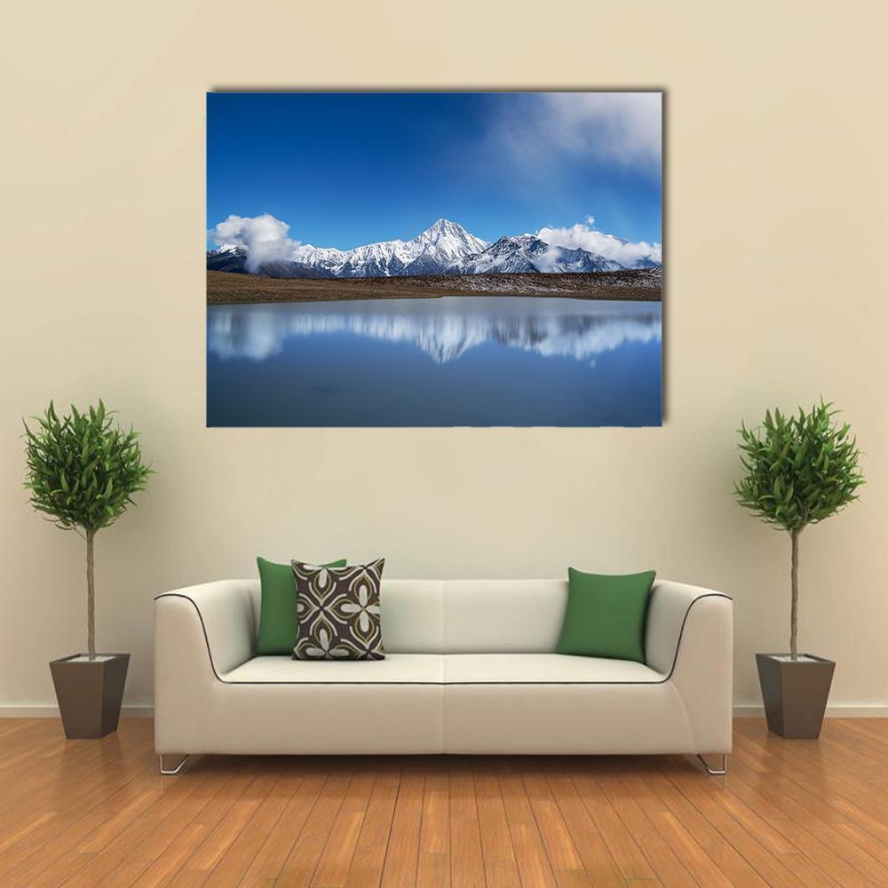 View Of Plateau Lakes And Snow Mountains Canvas Wall Art-1 Piece-Gallery Wrap-48" x 32"-Tiaracle
