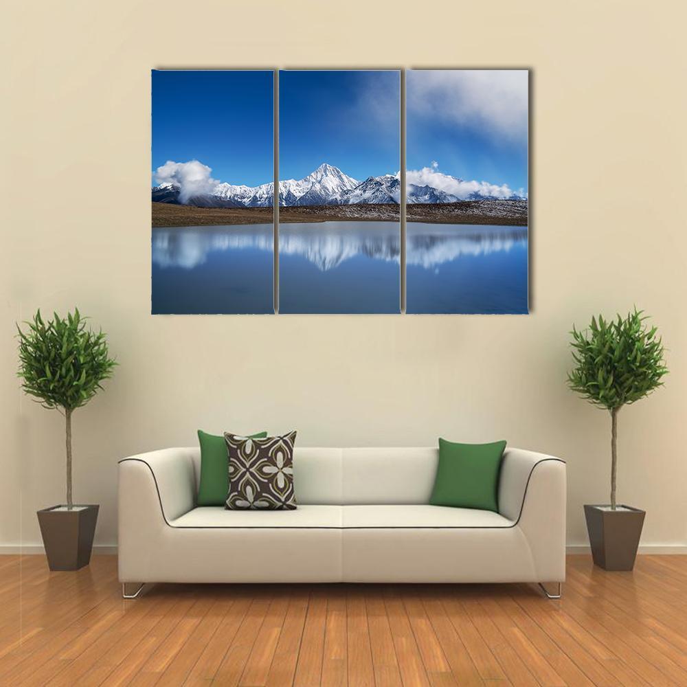 View Of Plateau Lakes And Snow Mountains Canvas Wall Art-3 Horizontal-Gallery Wrap-37" x 24"-Tiaracle