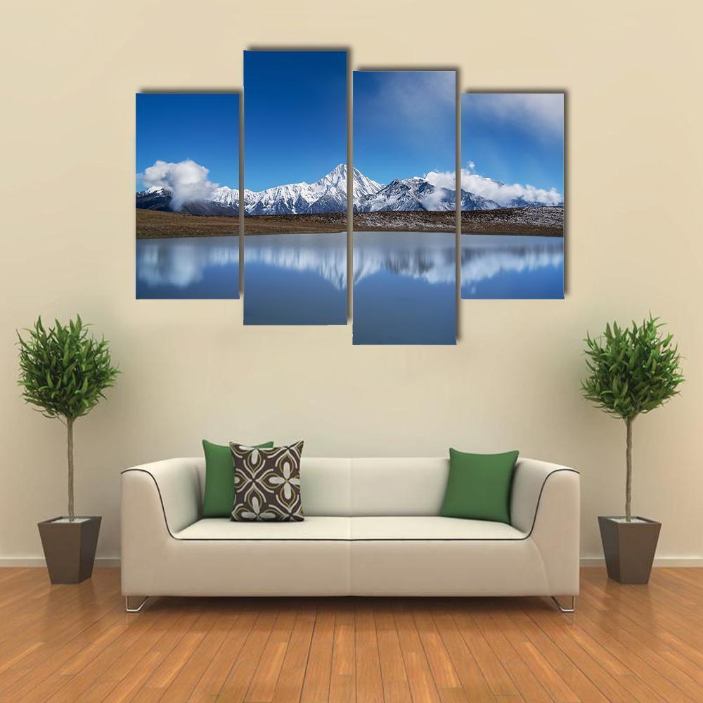 View Of Plateau Lakes And Snow Mountains Canvas Wall Art-4 Pop-Gallery Wrap-50" x 32"-Tiaracle
