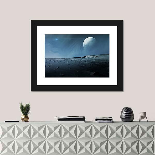 View Of Pluto From Charon Canvas Wall Art-1 Piece-Framed Print-20" x 16"-Tiaracle