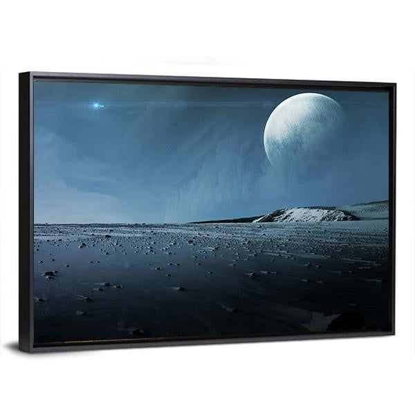 View Of Pluto From Charon Canvas Wall Art-3 Horizontal-Gallery Wrap-25" x 16"-Tiaracle