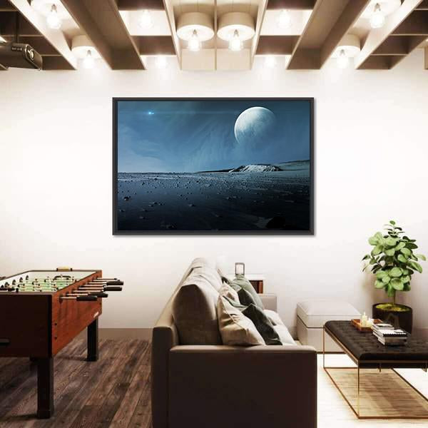 View Of Pluto From Charon Canvas Wall Art-3 Horizontal-Gallery Wrap-25" x 16"-Tiaracle