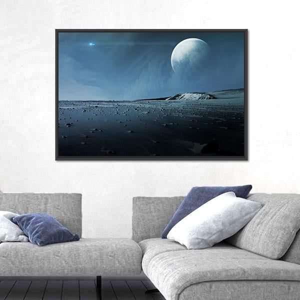 View Of Pluto From Charon Canvas Wall Art-3 Horizontal-Gallery Wrap-25" x 16"-Tiaracle